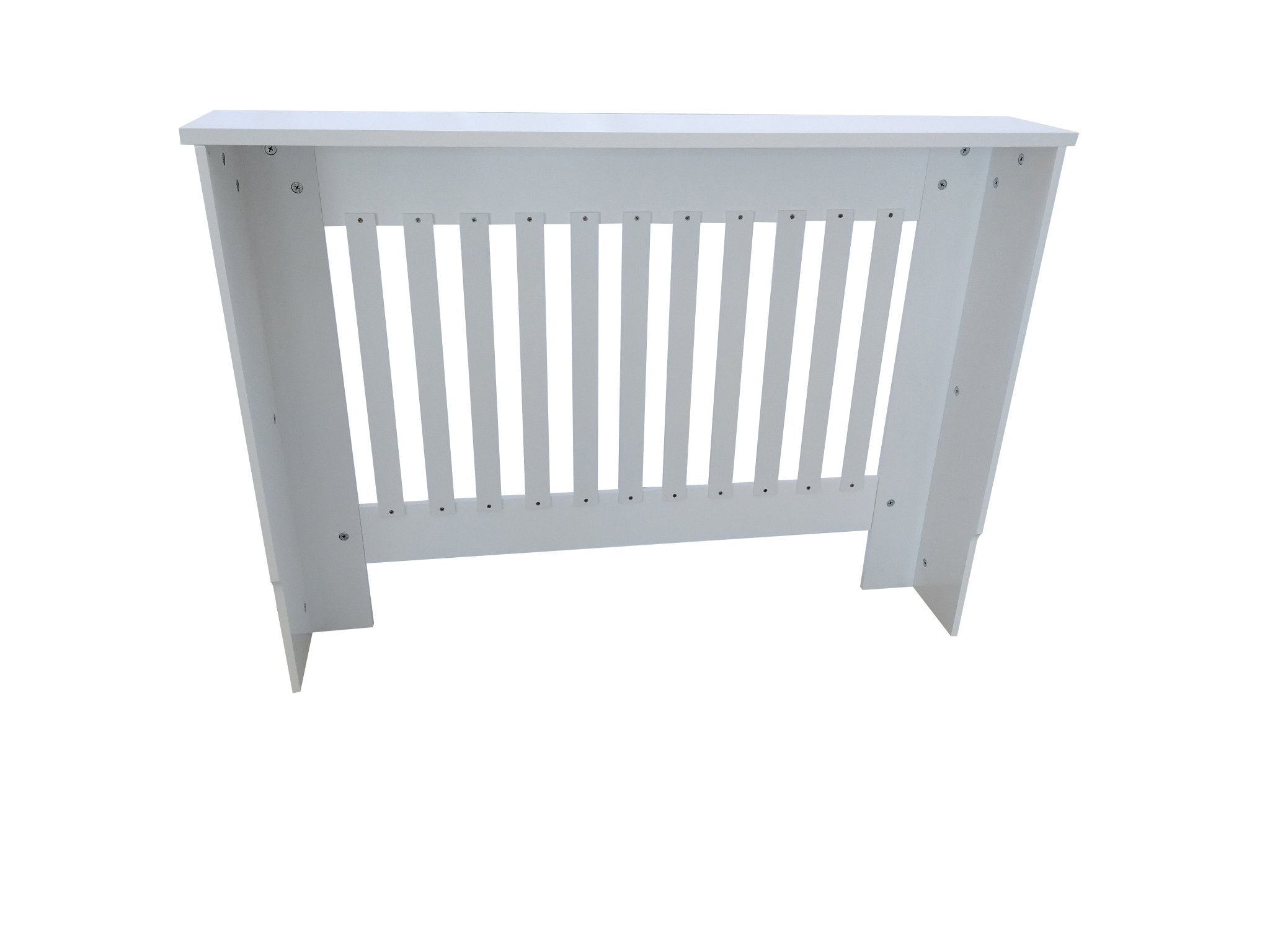 Mască calorifer M 112 cm, MDF cu lamele verticale – Alb lucios - MAPROFI