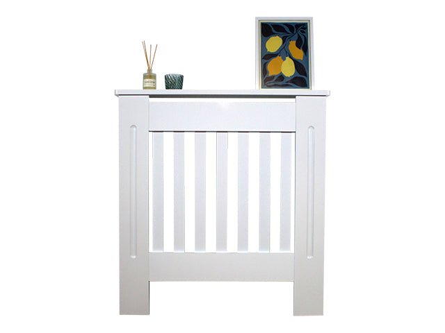 Mască calorifer S 78 cm, MDF cu lamele verticale – Alb lucios - MAPROFI
