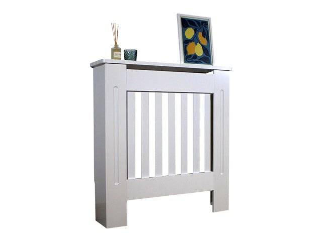 Mască calorifer S 78 cm, MDF cu lamele verticale – Alb lucios - MAPROFI