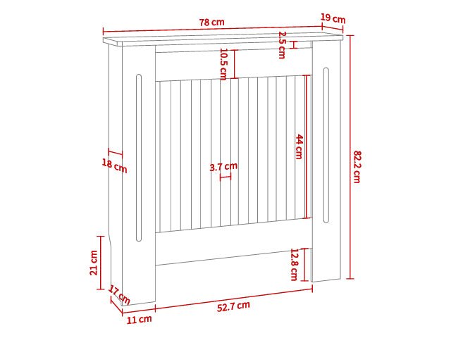 Mască calorifer S 78 cm, MDF cu lamele verticale – Alb lucios - MAPROFI