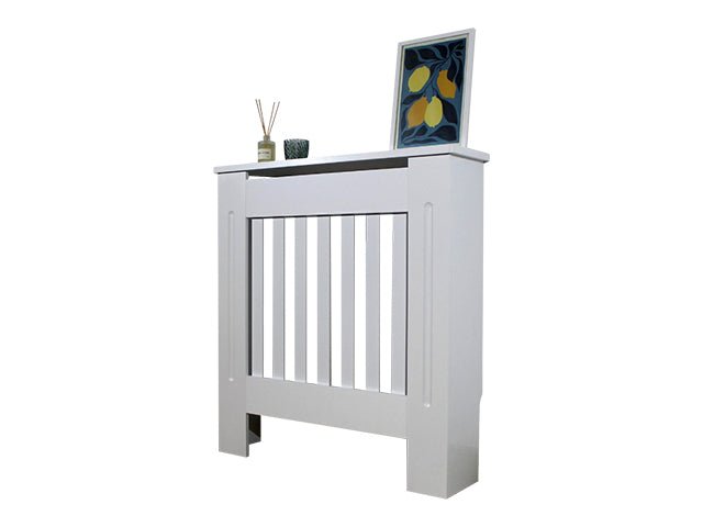 Mască calorifer S 78 cm, MDF cu lamele verticale – Alb lucios - MAPROFI