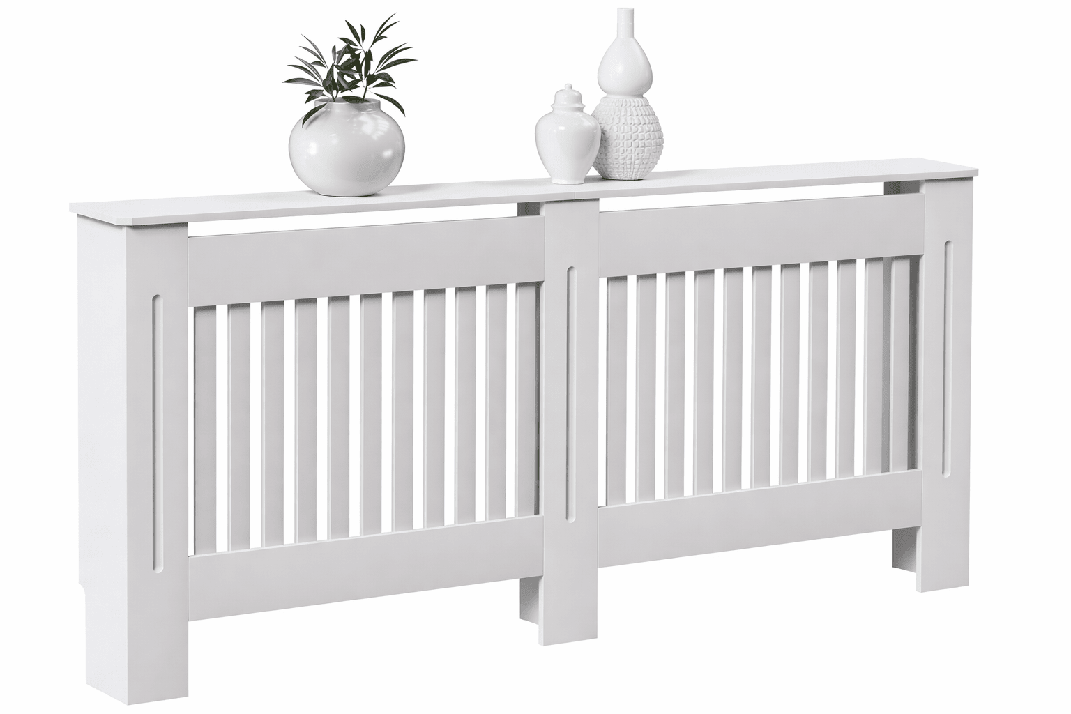Mască calorifer XL 172 cm, MDF cu lamele verticale – Alb lucios - MAPROFI