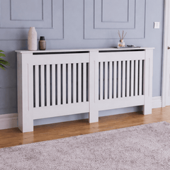 Mască calorifer XL 172 cm, MDF cu lamele verticale – Alb lucios - MAPROFI