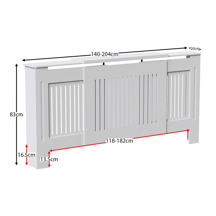 Masca pentru Calorifer ECO-3XL 140/204 cm Ajustabila, MDF Vopsit de 21 mm Lame Verticale, Alb lucios - MAPROFI