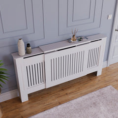 Masca pentru Calorifer ECO-3XL 140/204 cm Ajustabila, MDF Vopsit de 21 mm Lame Verticale, Alb lucios - MAPROFI