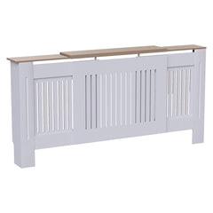 Masca pentru Calorifer ECO-3XL 140/204 cm Ajustabila, MDF Vopsit de 21 mm Lame Verticale, Maro/Alb lucios - MAPROFI
