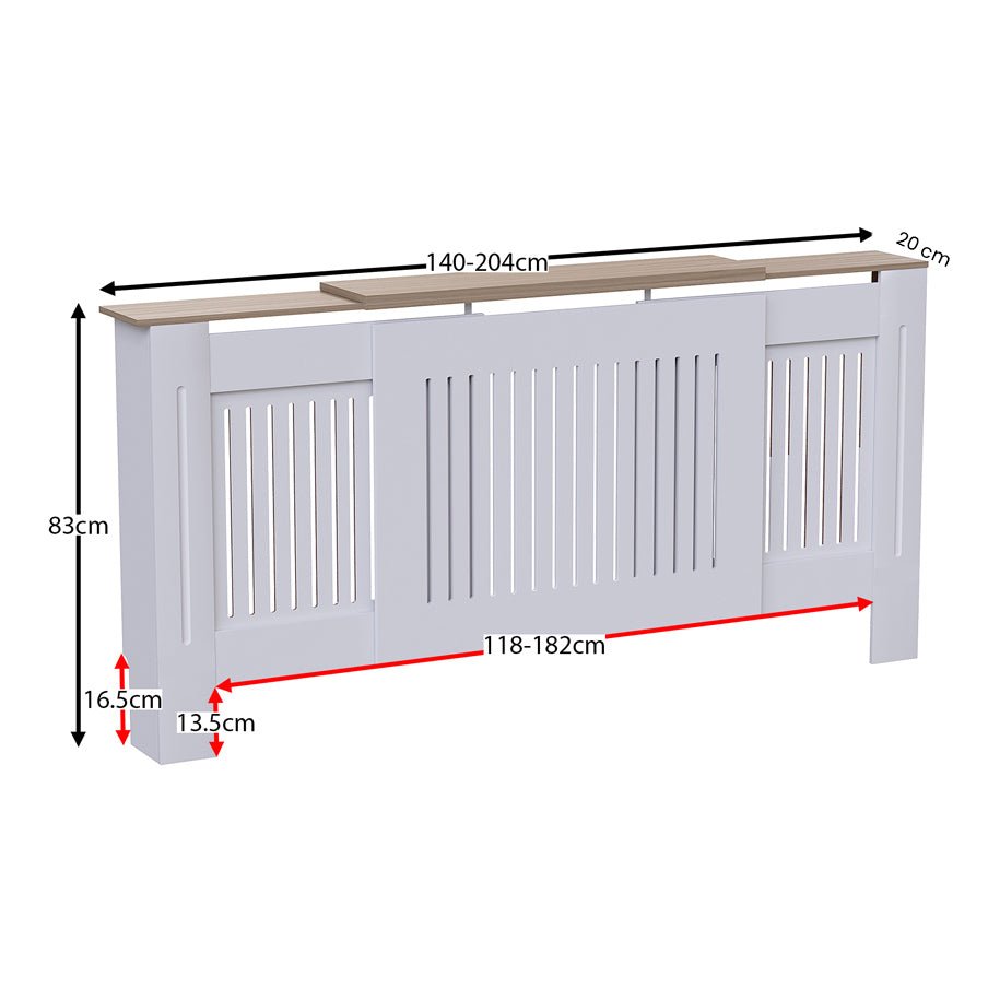 Masca pentru Calorifer ECO-3XL 140/204 cm Ajustabila, MDF Vopsit de 21 mm Lame Verticale, Maro/Alb lucios - MAPROFI