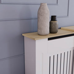 Masca pentru Calorifer ECO-3XL 140/204 cm Ajustabila, MDF Vopsit de 21 mm Lame Verticale, Maro/Alb lucios - MAPROFI