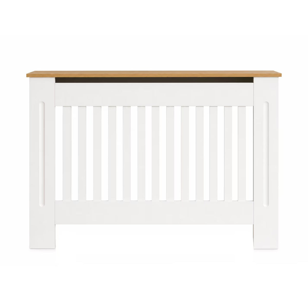 Masca pentru Calorifer ECO-L 132 cm, MDF Vopsit de 18 mm Lame Verticale, Maro/Alb - MAPROFI