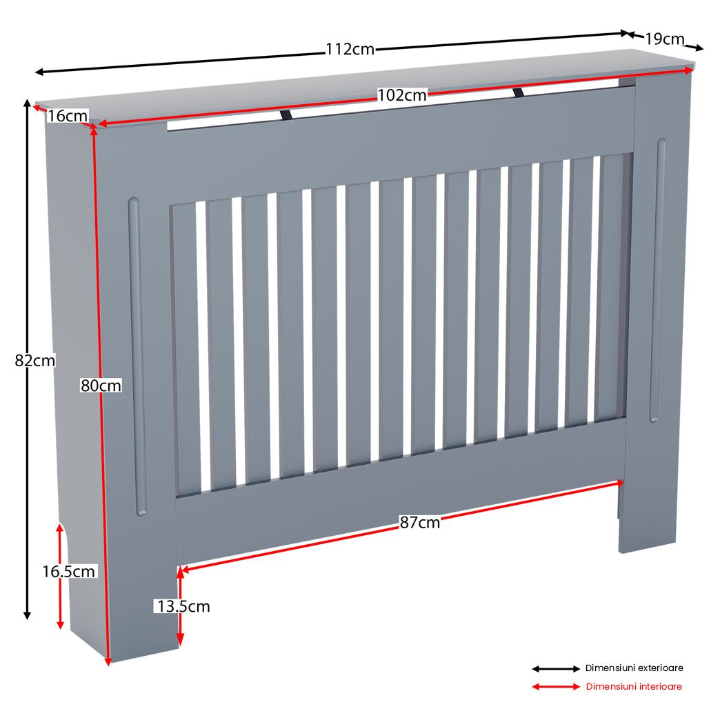 Masca pentru Calorifer ECO-M 112 cm, MDF Vopsit de 18 mm Lame Verticale, Gri antracit - MAPROFI