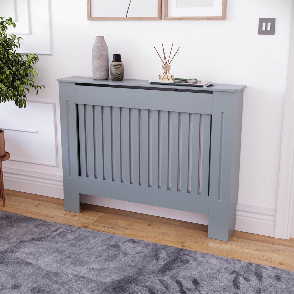 Masca pentru Calorifer ECO-M 112 cm, MDF Vopsit de 18 mm Lame Verticale, Gri antracit - MAPROFI