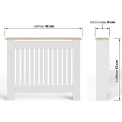 Masca pentru Calorifer ECO-M 112 cm, MDF Vopsit de 18 mm Lame Verticale, Maro/Alb - MAPROFI