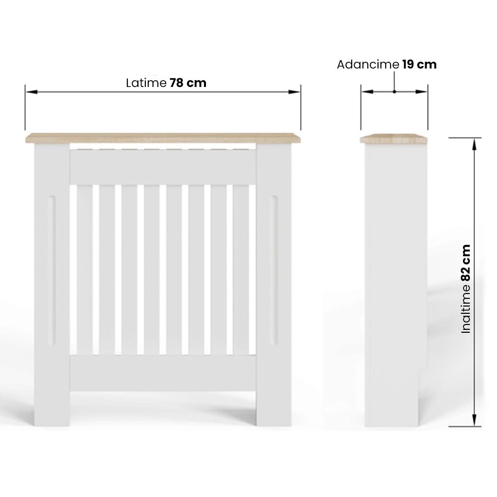 Masca pentru Calorifer ECO-S 78 cm, MDF Vopsit de 18 mm Lame Verticale, Maro/Alb - MAPROFI