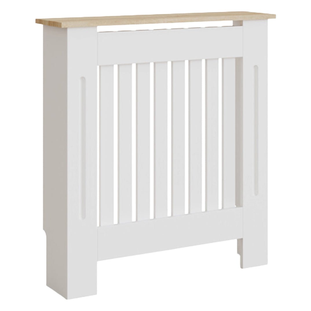 Masca pentru Calorifer ECO-S 78 cm, MDF Vopsit de 18 mm Lame Verticale, Maro/Alb - MAPROFI
