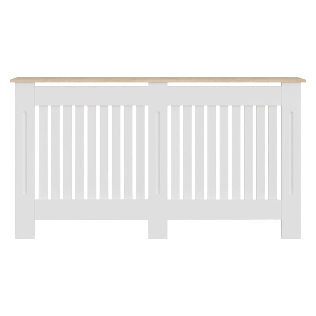 Masca pentru Calorifer ECO-XL 152 cm, MDF Vopsit de 21 mm Lame Verticale, Maro/Alb lucios - MAPROFI