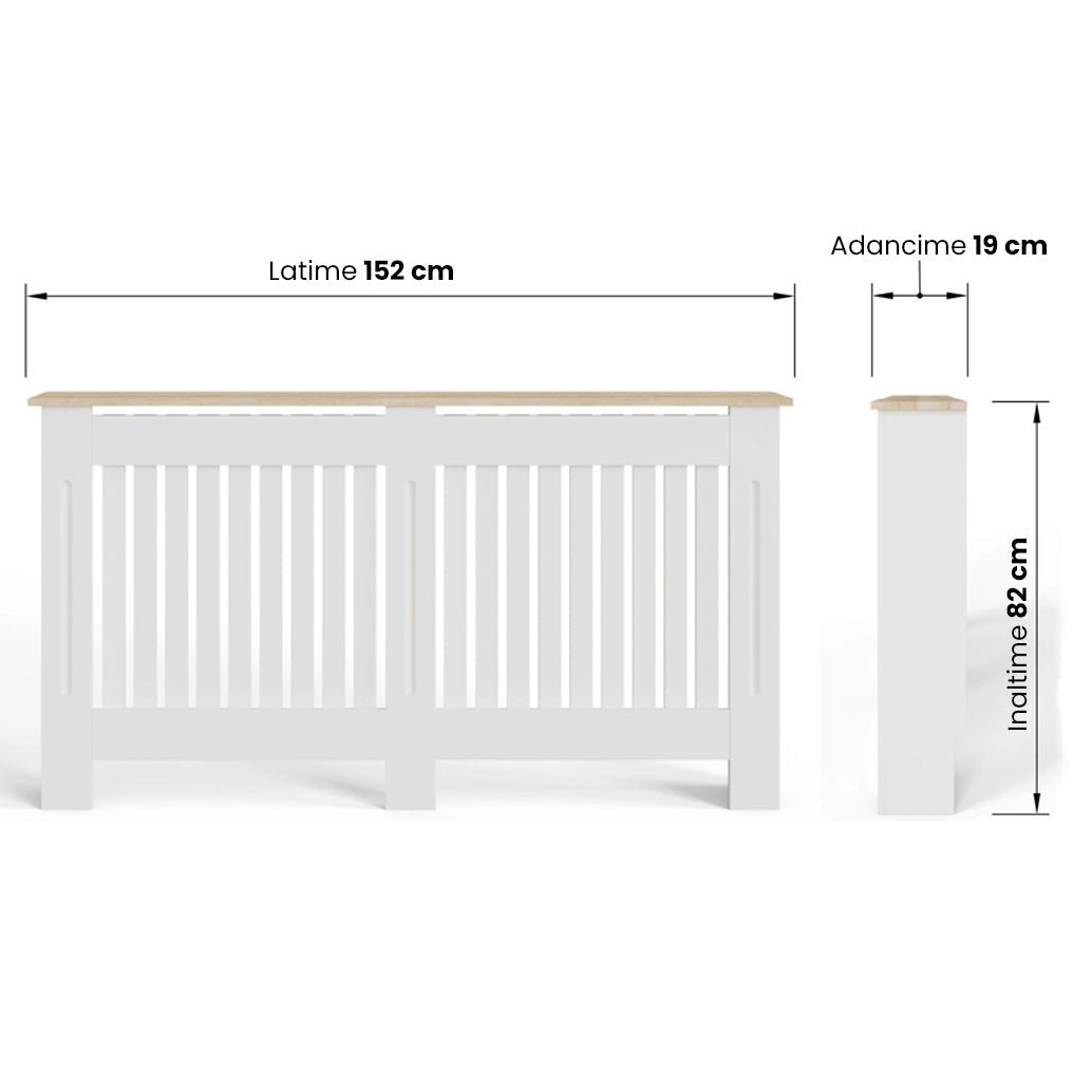 Masca pentru Calorifer ECO-XL 152 cm, MDF Vopsit de 21 mm Lame Verticale, Maro/Alb lucios - MAPROFI