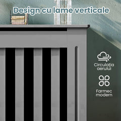 Masca pentru Calorifer ECO-XS 65 cm, MDF Vopsit de 18 mm Lame Verticale, Gri antracit - MAPROFI