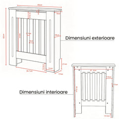 Masca pentru Calorifer ECO-XS 65 cm, MDF Vopsit de 18 mm Lame Verticale, Maro/Alb - MAPROFI