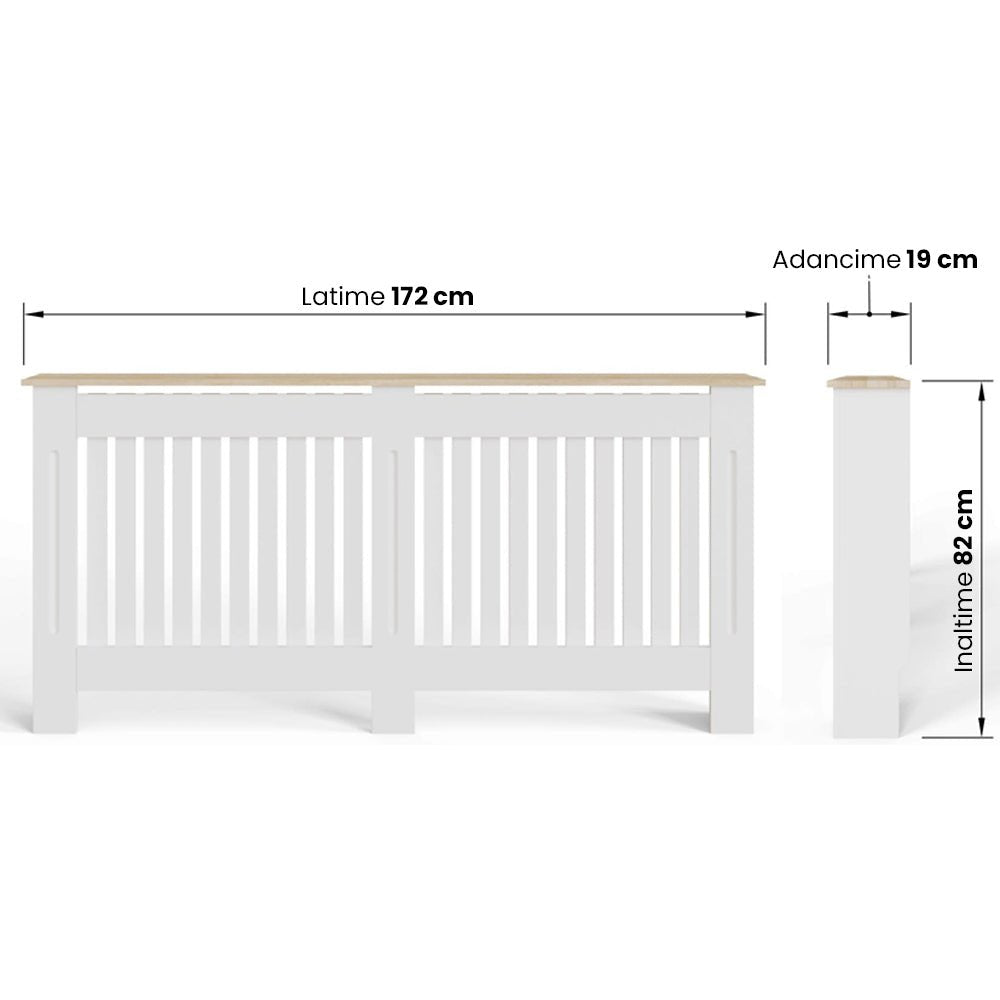 Masca pentru Calorifer ECO-XXL 172 cm, MDF Vopsit de 21 mm Lame Verticale, Maro/Alb lucios - MAPROFI