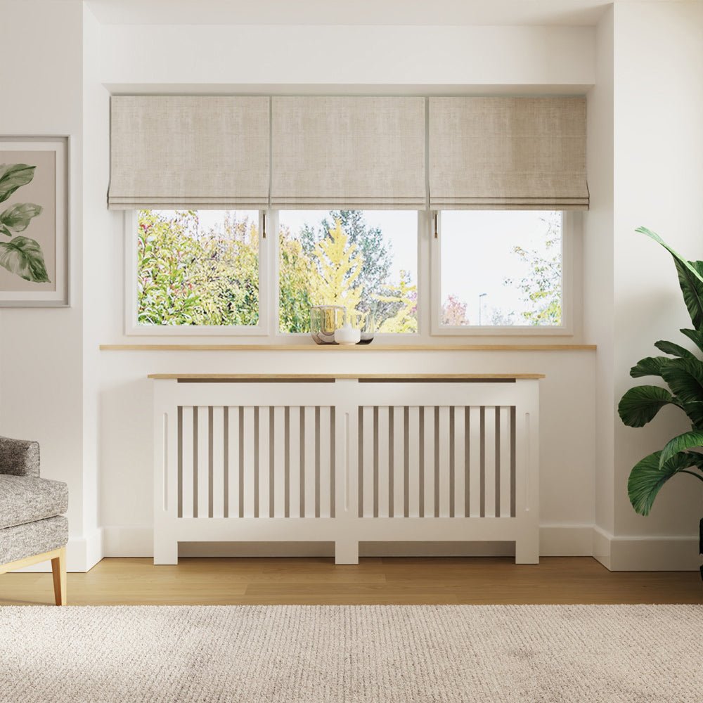Masca pentru Calorifer ECO-XXL 172 cm, MDF Vopsit de 21 mm Lame Verticale, Maro/Alb lucios - MAPROFI