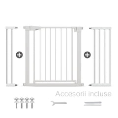 Poartă de Siguranță ECO 90° pentru Copii și Animale 76 x 118-124 cm, ALB - MAPROFI