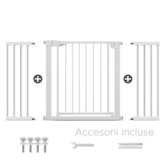 Poartă de Siguranță ECO 90° pentru Copii și Animale 76 x 132-138 cm, ALB - MAPROFI