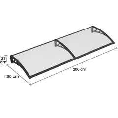 Copertina PREMIUM 200x100 cm, Policarbonat 6 mm, Suporturi din ABS, Negru/Transparent