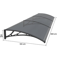 Copertină PREMIUM 300x100 cm, placă 6 mm dintr-o bucată – Negru/Antracit – imagine 2
