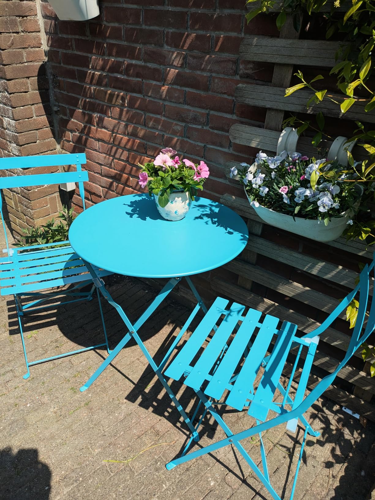 Set Bistro Flair – masă și 2 scaune din oțel vopsit – Alb - MAPROFI