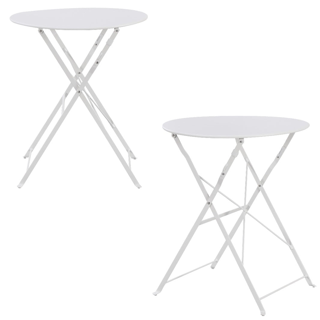 Set Bistro Flair – masă și 2 scaune din oțel vopsit – Alb - MAPROFI