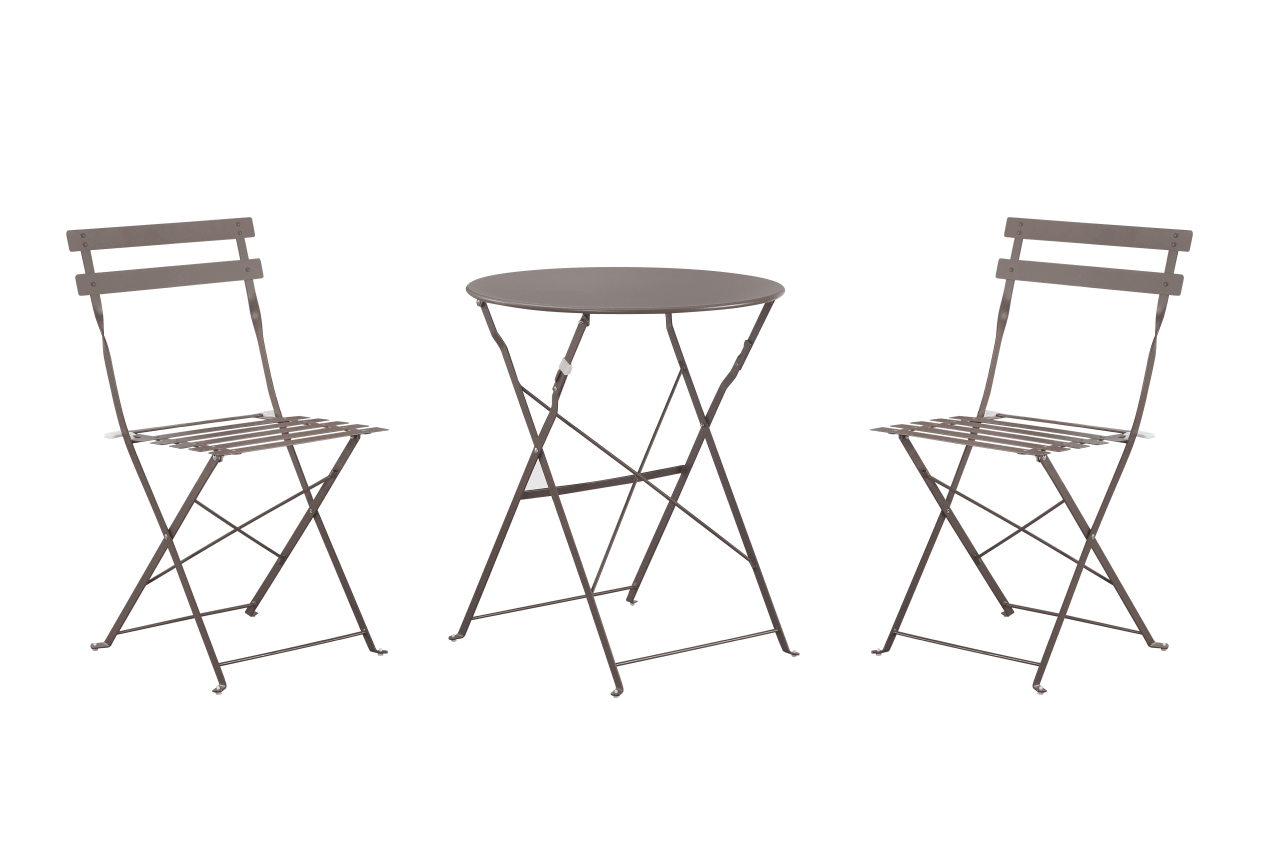 Set Bistro Flair – masă și 2 scaune din oțel vopsit – Bej (Grey Brown) - MAPROFI
