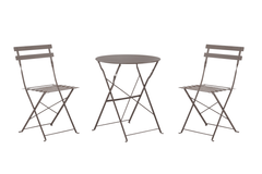 Set Bistro Flair – masă și 2 scaune din oțel vopsit – Bej (Grey Brown) - MAPROFI
