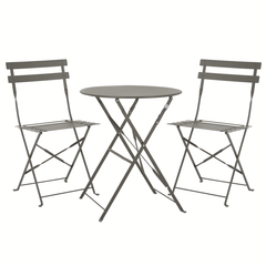 Set Bistro Flair – masă și 2 scaune din oțel vopsit – Bej (Grey Brown) - MAPROFI