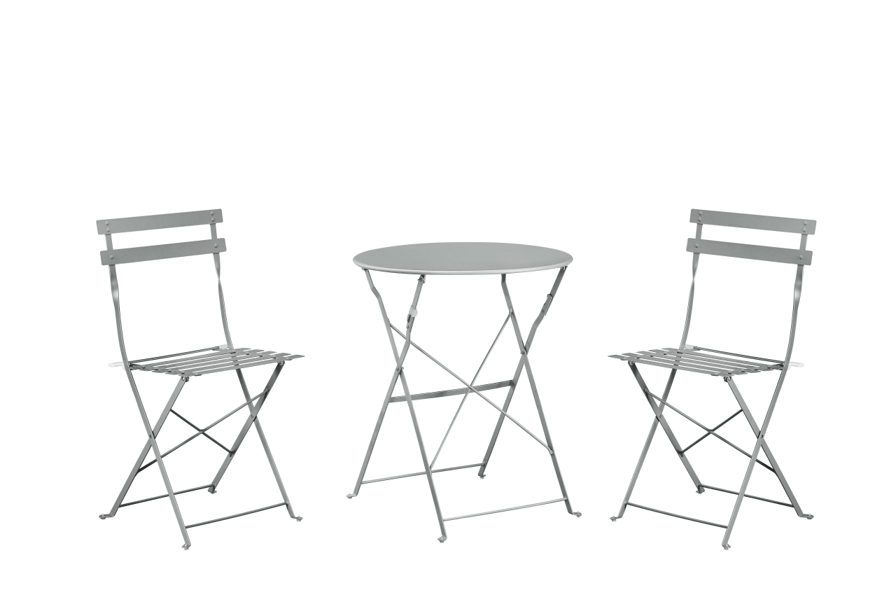 Set Bistro Flair – masă și 2 scaune din oțel vopsit – Gri deschis (Cool Grey) - MAPROFI