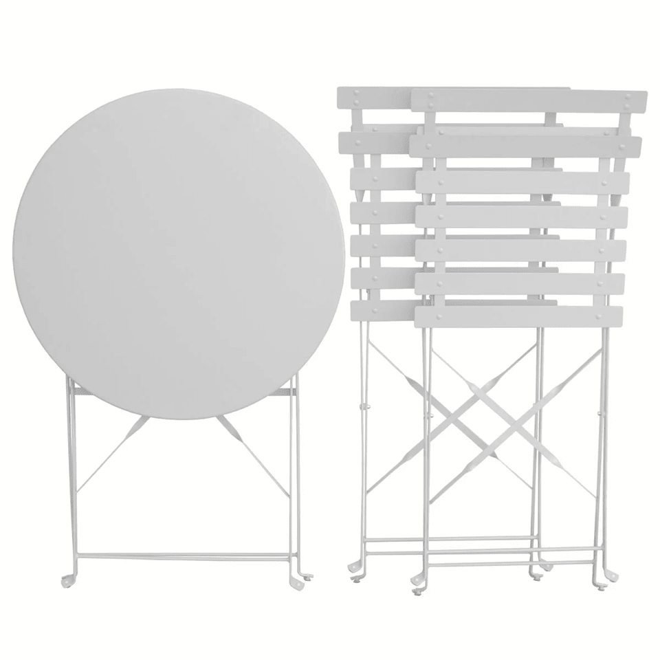 Set Bistro Flair – masă și 2 scaune din oțel vopsit – Gri deschis (Cool Grey) - MAPROFI