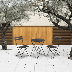 Set Bistro Flair – masă și 2 scaune din oțel vopsit – Negru - MAPROFI
