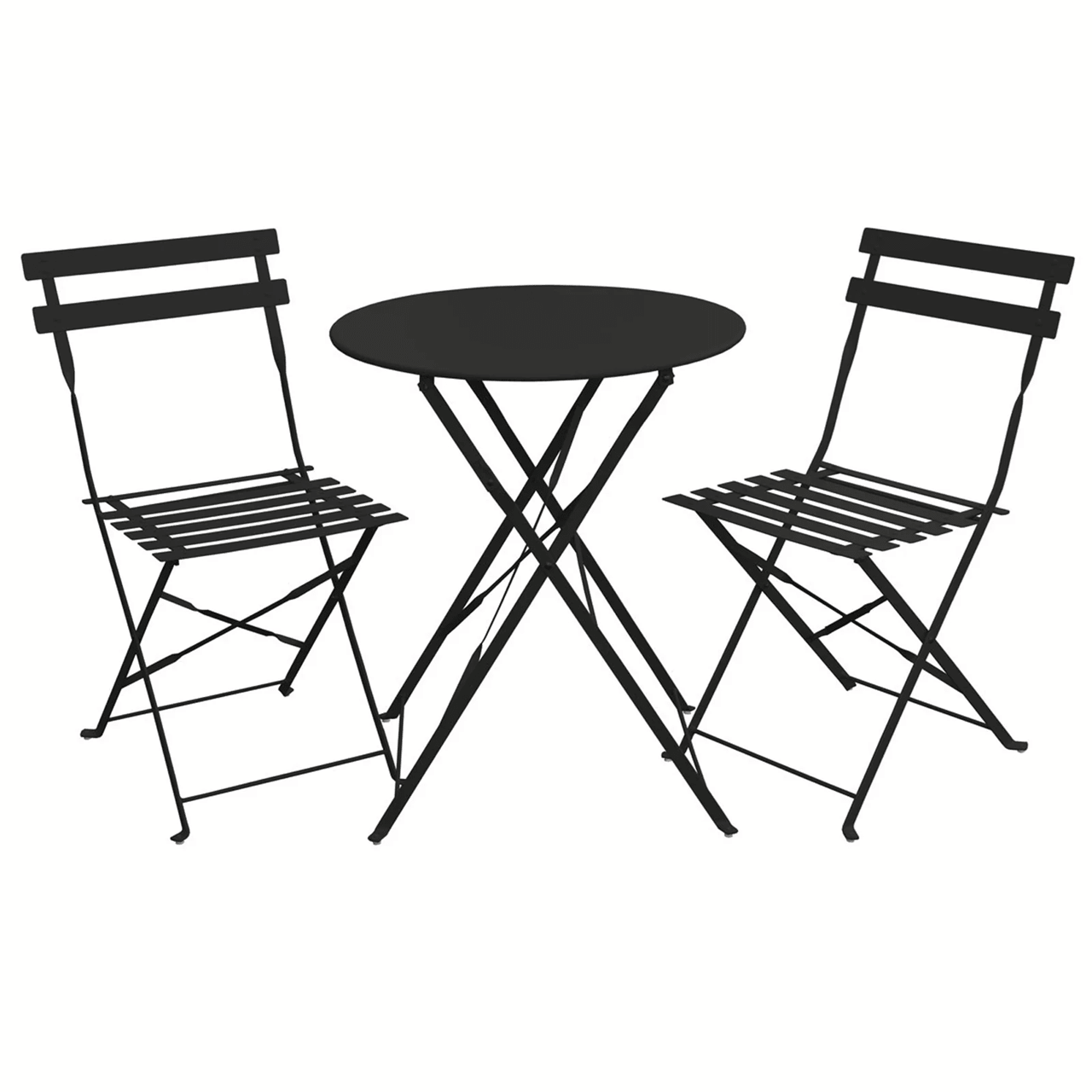 Set Bistro Flair – masă și 2 scaune din oțel vopsit – Negru - MAPROFI