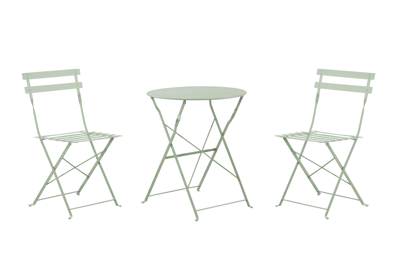 Set Bistro Flair – masă și 2 scaune din oțel vopsit – Verde (Olive Green) - MAPROFI