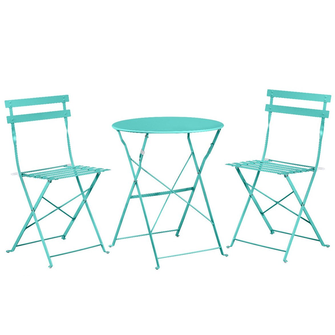 Set Bistro Flair – masă și 2 scaune din oțel vopsit – Verde turcoaz - MAPROFI