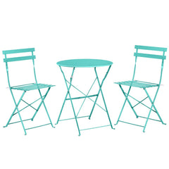 Set Bistro Flair – masă și 2 scaune din oțel vopsit – Verde turcoaz - MAPROFI